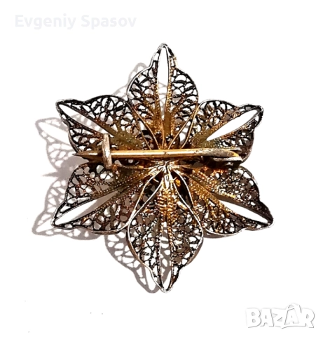 Старинна Сребърна Брошка Красиво Цвете Филигран Изцяло Ръчна Работа, снимка 8 - Други - 52437837
