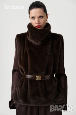 Дамски шал с висока яка от къс и много мек косъм , снимка 9 - Елеци - 52990362