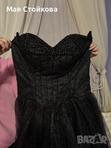 Черна дълга бална рокля, снимка 6 - Рокли - 52714726