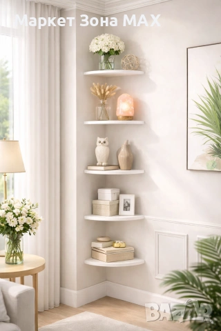 Комплект от 4 ъглови стенни рафта за съхранение – PVC, снимка 4 - Декорация за дома - 53126565
