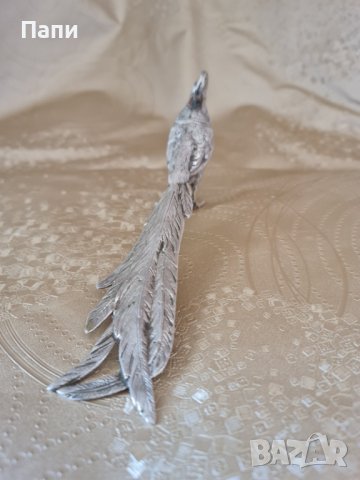 Сребърна фигура на фазан, снимка 2 - Антикварни и старинни предмети - 40664534