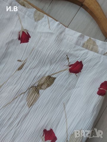 Лятна дълга бяла пола на червени рози , снимка 3 - Поли - 33369115