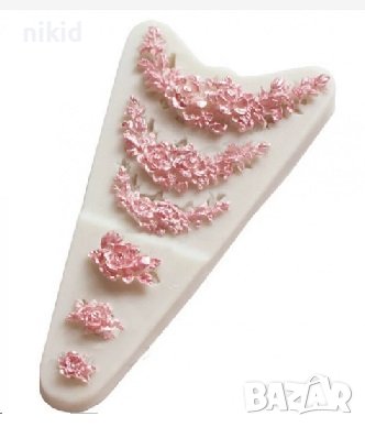 6 реда рози розички силиконов молд за фондан украса торта декорация мъфини шоколад, снимка 2 - Форми - 18175035