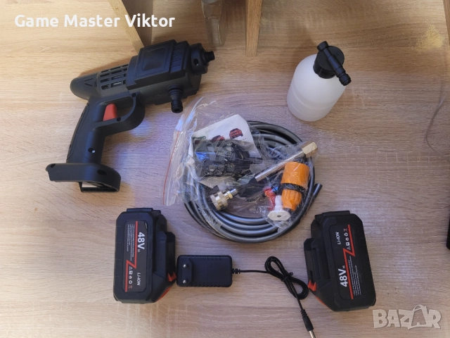 Безжична водоструйка 48V – комплект с 2 батерии, снимка 2 - Парочистачки и Водоструйки - 52942478