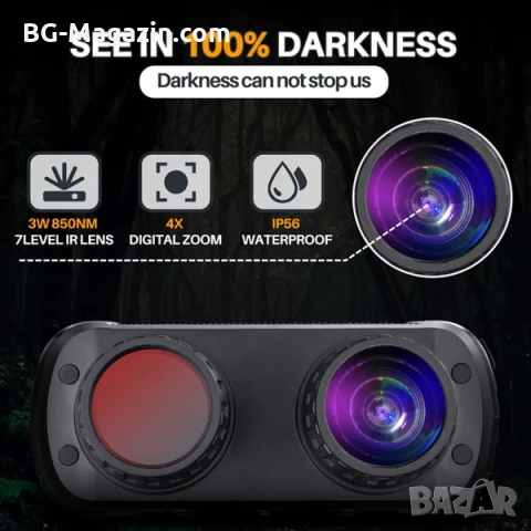 Професионален мощен бинокъл за нощно виждане за лов къмпинг и наблюдение на птици животни туризъм, снимка 17 - Екипировка - 50930399