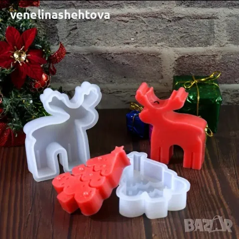 Елха елен Дълбок силиконов молд форма за свещи гипс сапун, снимка 3 - Форми - 47840988