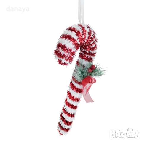 6140 Висяща коледна украса Захарно бастунче, 30 см, снимка 2 - Декорация за дома - 52001503