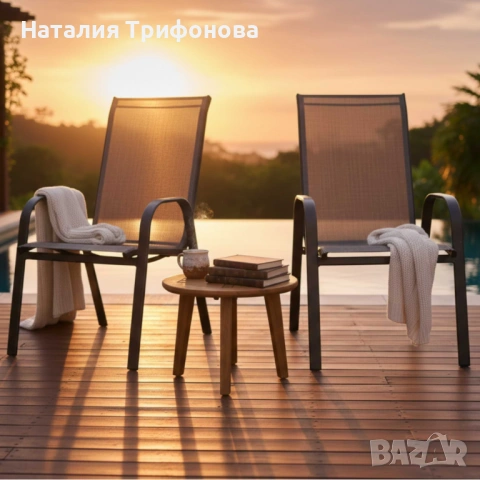 Стифиращи се градински столове от стомана и текстил – комплект 2 броя, снимка 3 - Градински мебели, декорация  - 53212168