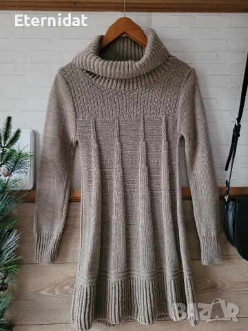 Рокля / туника плетиво в бежово , снимка 8 - Рокли - 43322162