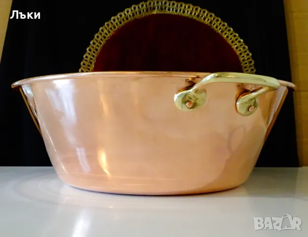 Медна тенджера,медна тава за лютеница и сладко 10 л. , снимка 5 - Антикварни и старинни предмети - 47294545