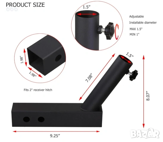 Универсален държач за флагшток за теглич, снимка 3 - Аксесоари и консумативи - 53213296