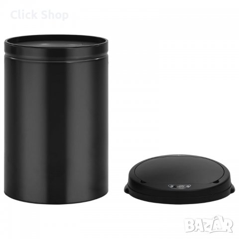Кош за смет с автоматичен сензор 30 л въглеродна стомана черен, снимка 7 - Мопове, кофи, четки и метли - 37693321