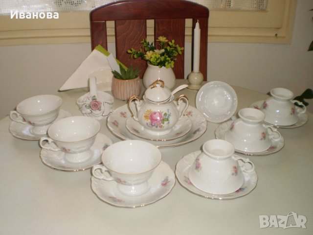 ИЗЯЩЕН СТАР ПОЛСКИ СЕРВИЗ ЗА ЧАЙ, снимка 2 - Антикварни и старинни предмети - 37507986