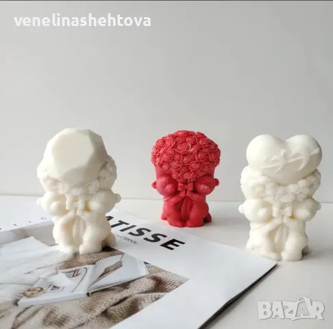 3 модела 3D мечета с букет рози или сърце Силиконов молд за свещи гипс сапун , снимка 2 - Форми - 48227959