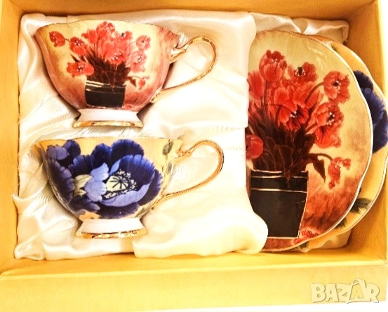 Костен порцелан чаши за двама за кафе, чай или капучино, снимка 6 - Романтични подаръци - 27726381