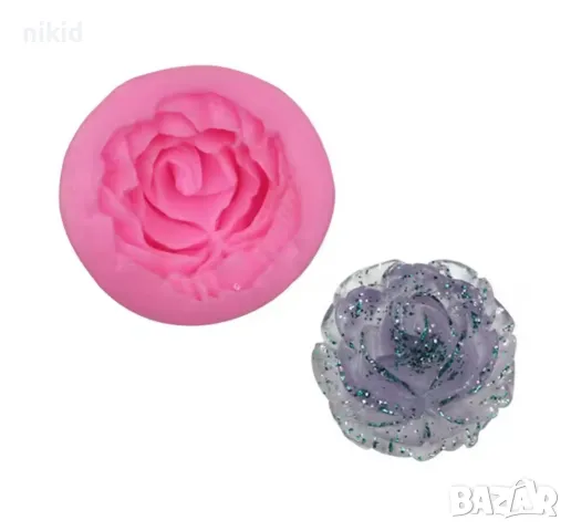 Роза набраздена малка силиконов молд форма фондан шоколад декор, снимка 2 - Форми - 48856120