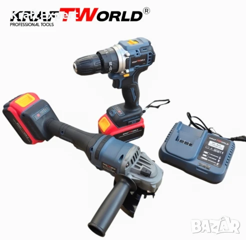 Акумулаторен Винтоверт и Безчетков Ъглошлайф KraftWorld, снимка 4 - Винтоверти - 50482821