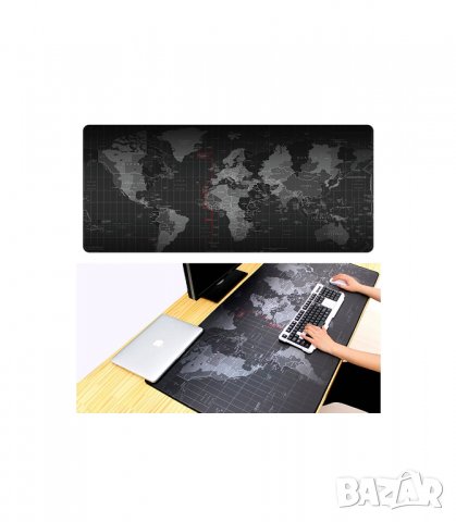 Голяма мека подложка за мишка и клавиатура с гумиран гръб против хлъзгане и принт на картата на свет, снимка 3 - Други стоки за дома - 26790033