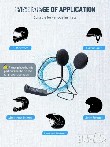 Слушалки за каска Moman H4 с говорител, снимка 6 - Аксесоари и консумативи - 48545670