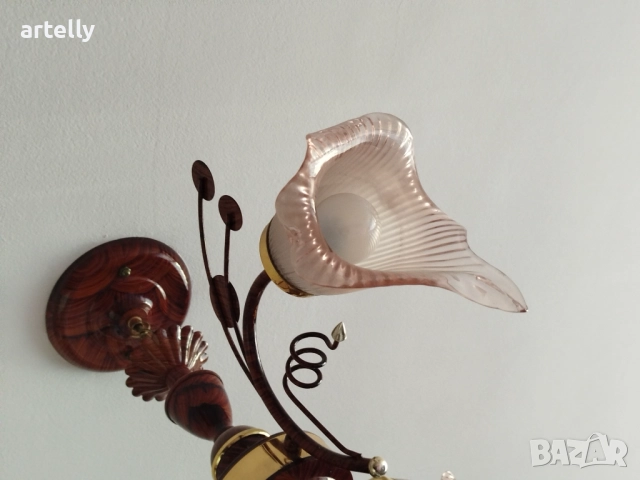 Античен полилей с 3 осветителни тела, снимка 4 - Лампи за таван - 52445726