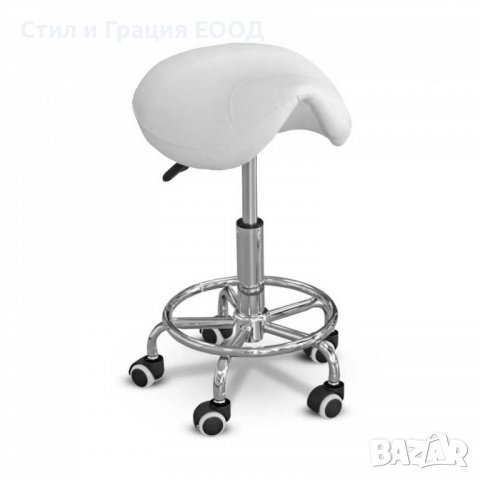 Козметичен стол - табуретка FM004-7 - бяла/черна 48/61см, снимка 1 - Друго оборудване - 40189898