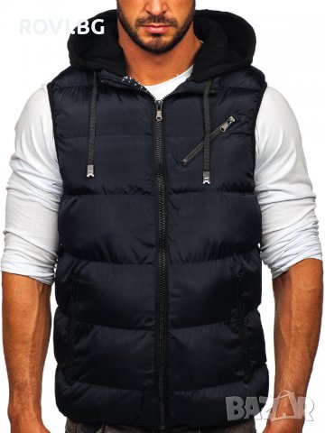 Мъжки елек с качулка – 3306 черен / тъмносин, снимка 4 - Други - 37897708