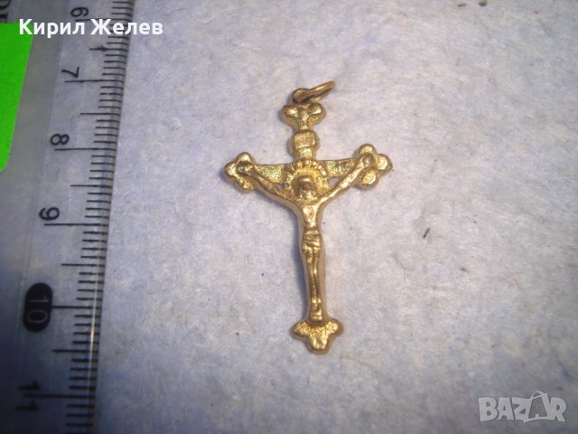 ПРАВОСЛАВНО ПОЗЛАТЕНО СТАРО БРОНЗОВО КРАСИВО МАЛКО РАЗПЯТИЕ КРЪСТЧЕ 21512