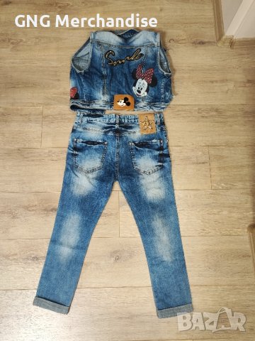 Комплект джинси с елече горно и долно , снимка 2 - Дънки - 43887944