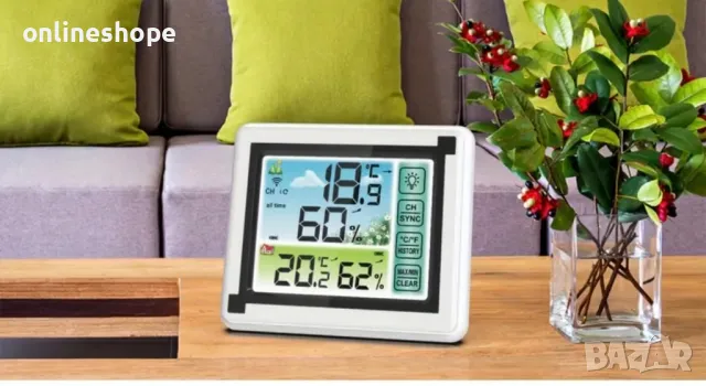 Цифрова метеорологична станция с външен сензор, хигрометър и аларма, снимка 3 - Други стоки за дома - 49496261