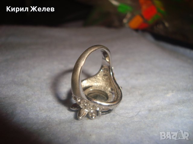 ПРЕКРАСЕН ФЛОРАЛЕН АР НУВО ПОСРЕБРЕН ПРЪСТЕН с ЮВЕЛИРНО ФАСЕТИРАН ГОЛЯМ МАРКАЗИТ и ЦИРКОНЧЕТА 70571, снимка 12 - Пръстени - 37512615