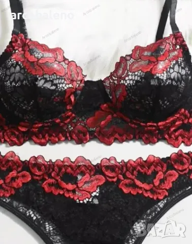 Дамски комплект бельо с дантелен сутиен в контрастен цвят, 4цвята , снимка 5 - Бельо - 48570932