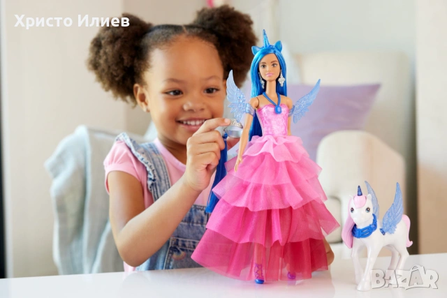 Кукла Барби с еднорог Barbie Юбилейна кукла 65 год Сапфирена принцеса с еднорог, снимка 2 - Кукли - 53404050