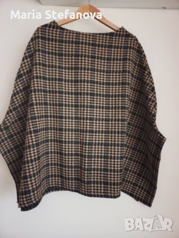 Ефектно пончо в черно и кафяво , снимка 4 - Палта, манта - 38791712