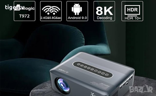 Мултимедиен Проектор + TV Box Xnano X1, LCD + LED, Amlogic T972, 2/16 Гб, Dual WiFi модел 2023, снимка 2 - Плейъри, домашно кино, прожектори - 27898818