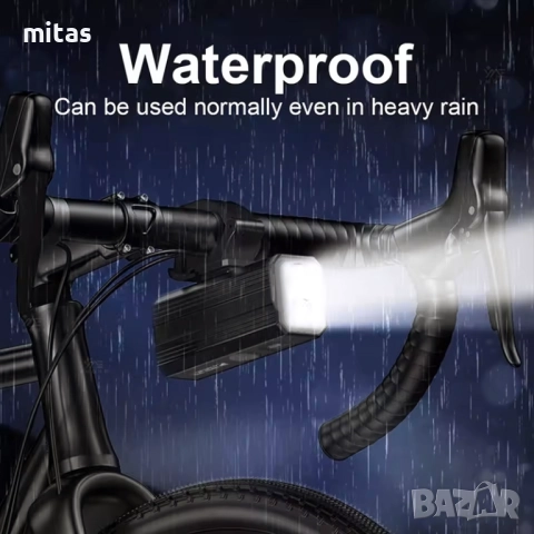 Предна LED светлина за велосипед, USB-TYPE-C, 800LM, 2600mAh, Алуминий, снимка 3 - Аксесоари за велосипеди - 52325690