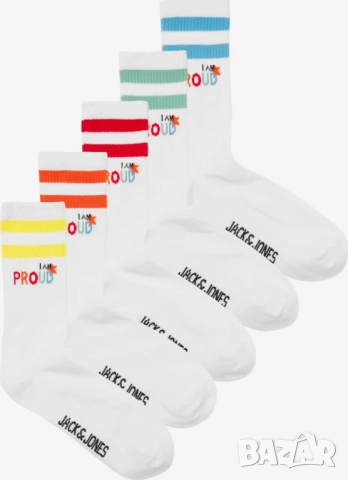Чорапи с принт Jack & Jones, Унисекс, 72% памук, 26% полиестер, 5 чифта