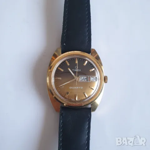 Мъжки позлатен часовник TIMEX Q Quartz, снимка 6 - Антикварни и старинни предмети - 48557507