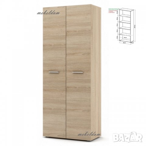 Гардероб двукрилен с 4 рафта(код-4533), снимка 2 - Гардероби - 26944290