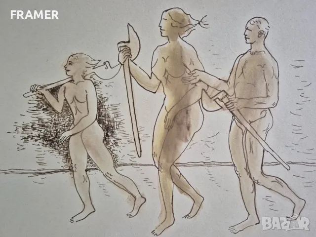 Димитър Казаков 1933-1992 НЕРОН със Семейството си 1960те год. уникална картина, снимка 4 - Картини - 48274095