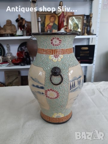 Винтидж емайлирана виетнамска ваза. , снимка 4 - Антикварни и старинни предмети - 32436586