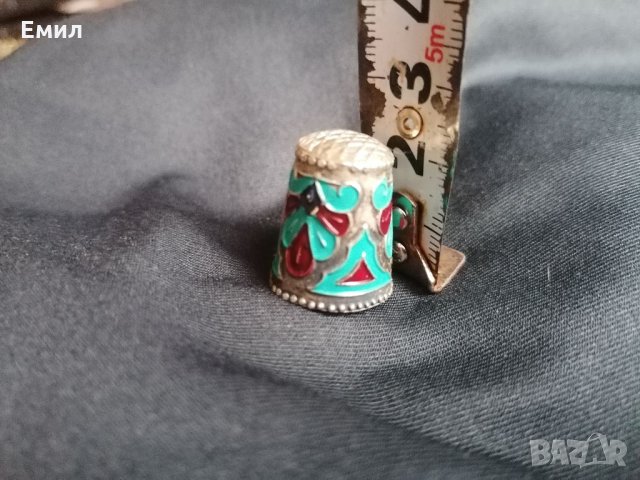 Антикварен сребърен напръстник с емайл , снимка 5 - Колекции - 35110622