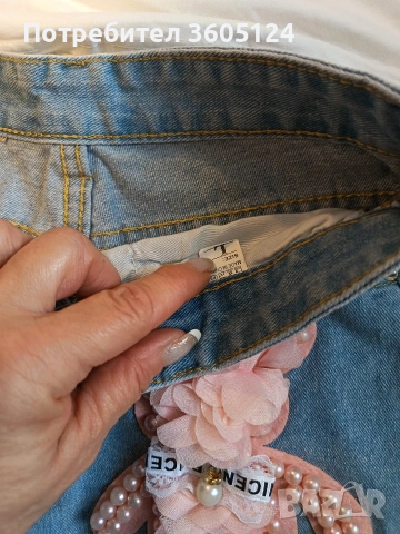 дамски комплект тениска и дънкови панталонки размер L, снимка 2 - Тениски - 53069327