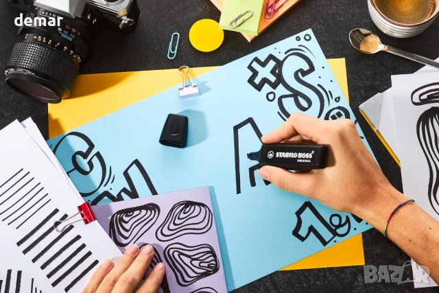 Маркери STABILO BOSS ORIGINAL - 10 броя - Черен, снимка 4 - Ученически пособия, канцеларски материали - 42940826