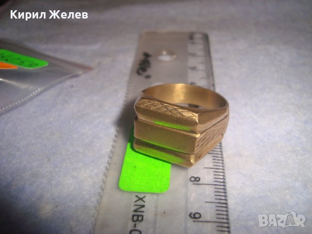 СТАР ПОЗЛАТЕН БРОНЗОВ РЕТРО АРТ ДЕКО ПРЪСТЕН с ПЕЧАТИ 18К 750 за КОЛЕКЦИЯ МАЙСТОРСКА ИЗРАБОТКА 24253, снимка 5 - Антикварни и старинни предмети - 37395524