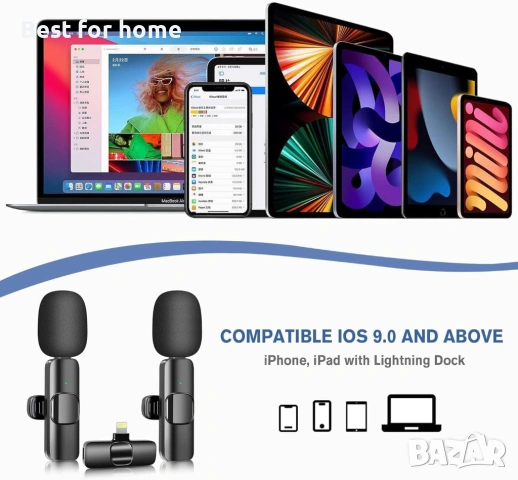 Комплект от 2 безжични микрофона Lavalier за iPhone и iPad, снимка 6 - Микрофони - 53477041