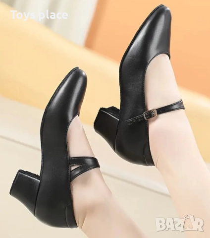 38н Нови Черни кожени обувки за танци, обувки за народни танци , снимка 5 - Дамски обувки на ток - 51874251