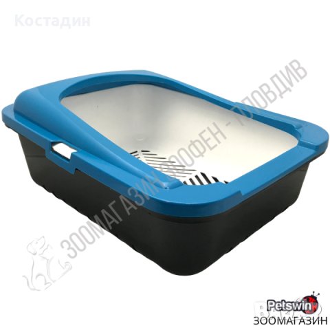 Котешка Тоалетна - с Борд - 50/38/19см - Синьо-Черна - Ръчно Самопочистващ се Съд, снимка 2 - За котки - 37296058