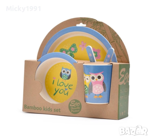 Бамбуков комплект за хранене от 5 части , снимка 3 - Прибори, съдове, шишета и биберони - 52828587