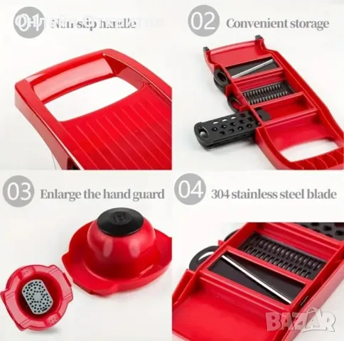 10 в 1 Многофункционално Ренде за Зеленчуци с 6 Остриета и Аксесоари

, снимка 4 - Аксесоари за кухня - 50177527