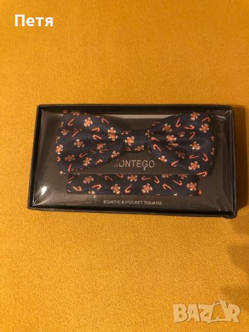 Montego Коледна синя папийонка и кърпичка, снимка 1